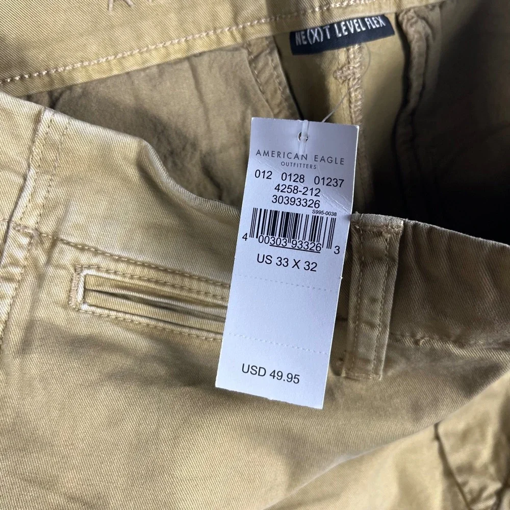 American Eagle Chino Pants Mens 33 Khaki Slim Straight Ne(x)t Level Flex